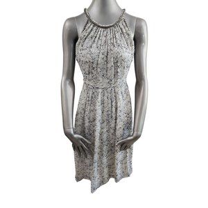 Thomas Wylde Silver Chain Dress Lock Ivory Grey Sleeveless Silk Extra Small XS